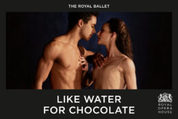 An image of two dancers stood facing one another, with the title of 'Like Water for Chocolate' beneath them